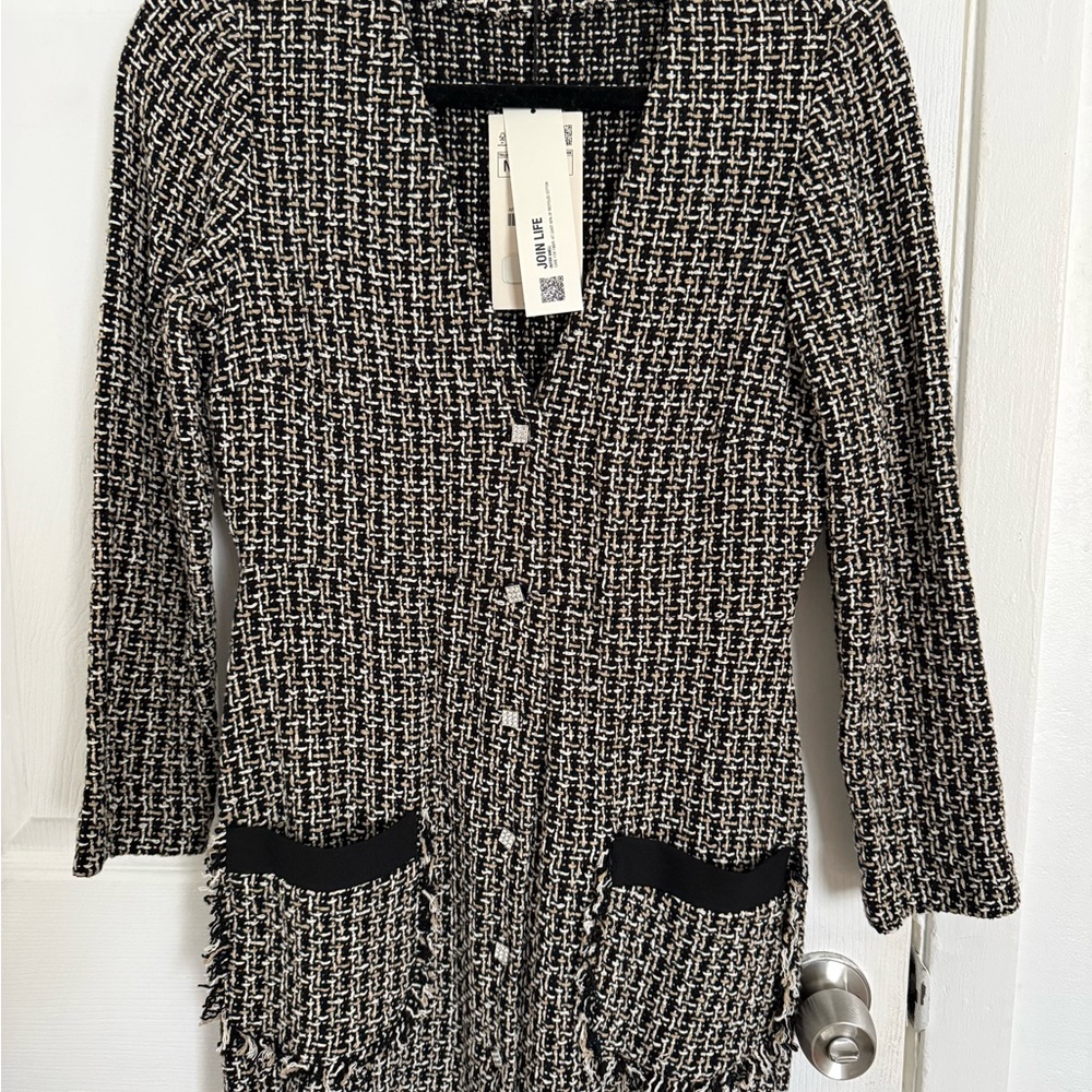 Chic Black and White Tweed Dress